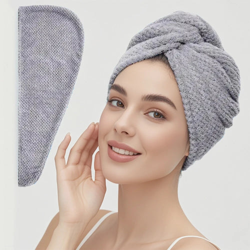 Solid color hair towel Textured dry hair cap 9.8 "X 25.5" absorbent