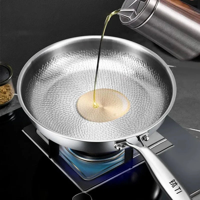 German Titanium Steel Frying Pan Uncoated Non Stick Pan Fish Scale