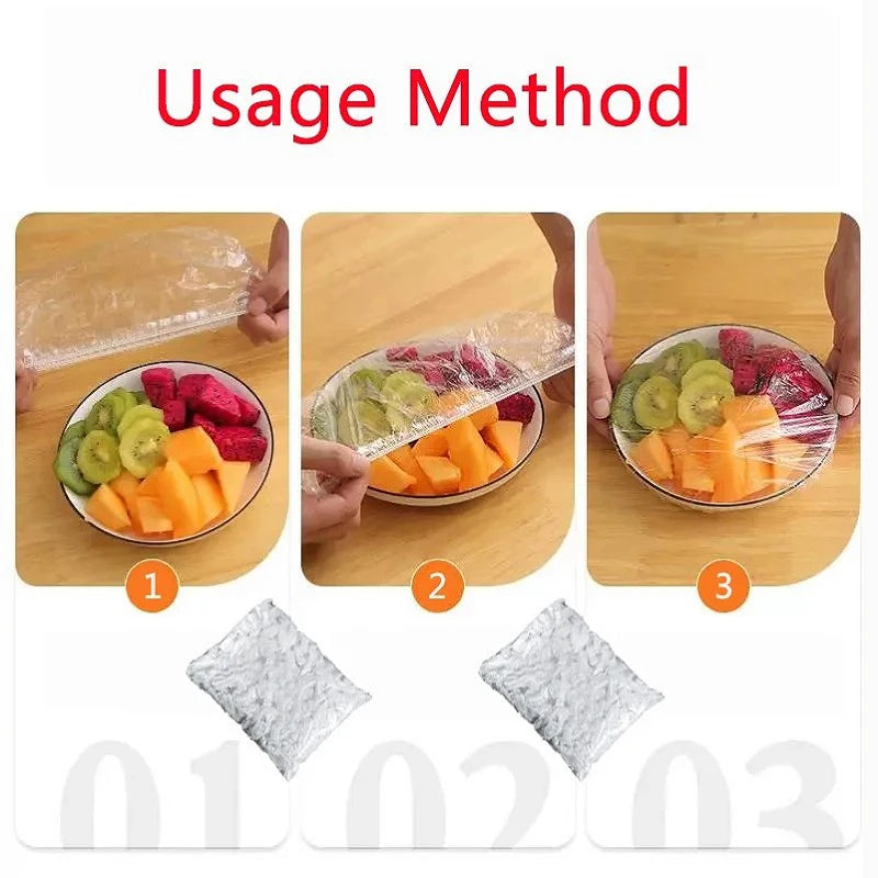 50 Pieces Disposable Food Cover Plastic Wrap Food Grade Fruit And