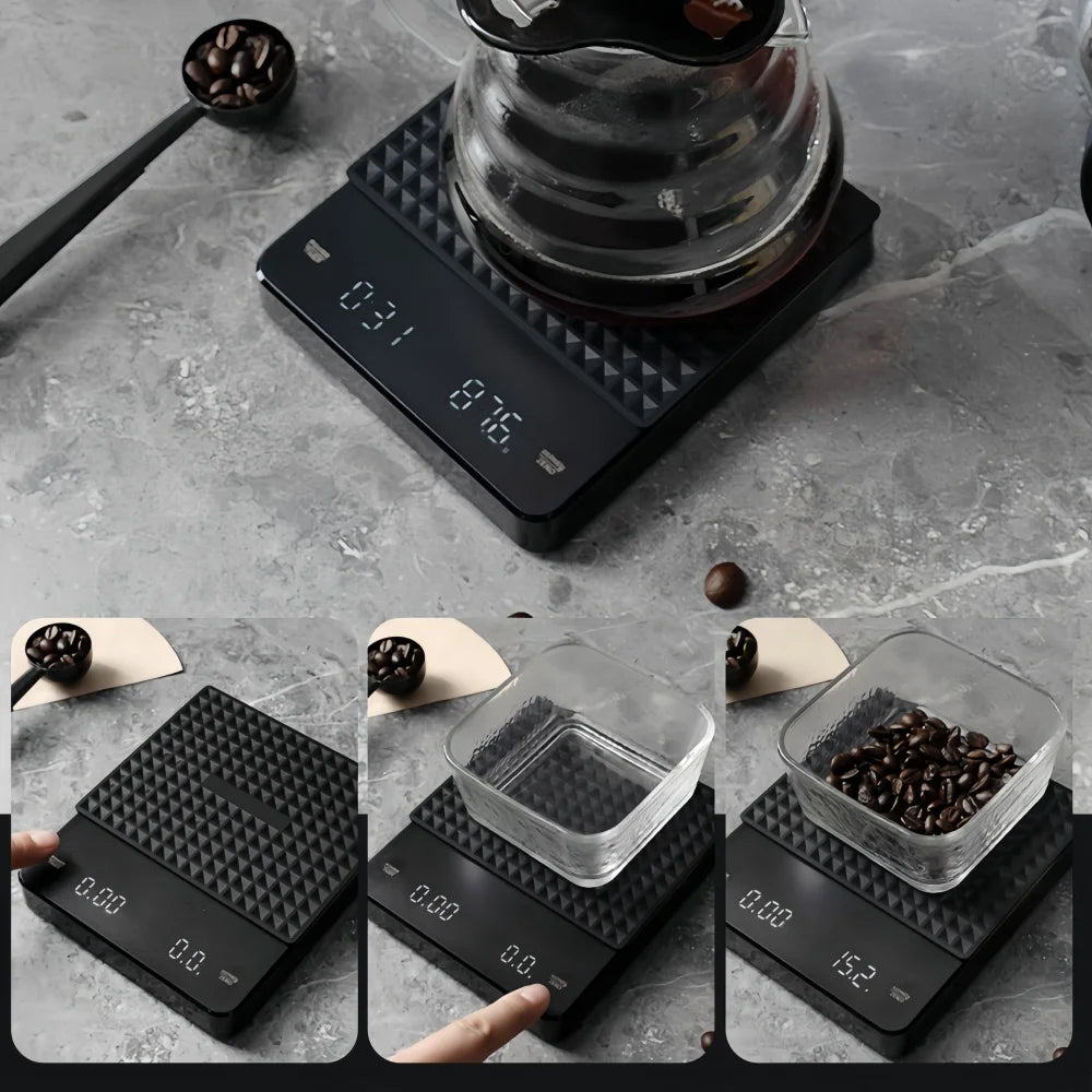 High-precision Electronic Coffee Scale with Waterproof Pad LED Display