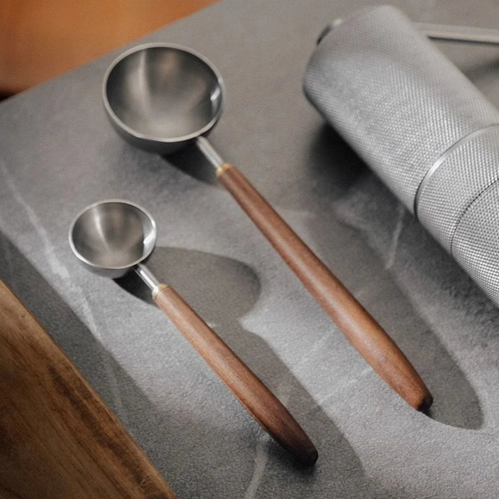 25ml Wooden Handle Stainless Steel Coffee Scoop Tablespoon Measuring