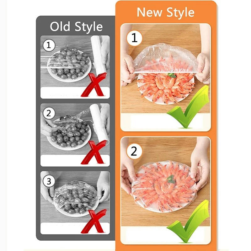 50 Pieces Disposable Food Cover Plastic Wrap Food Grade Fruit And