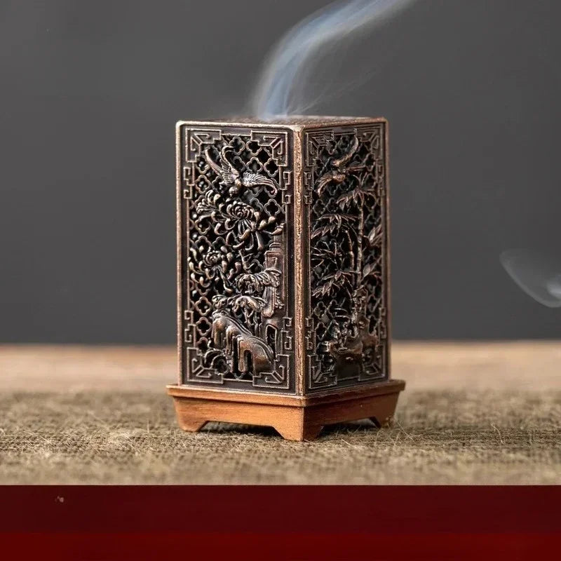 Square Vertical Incense Burner Small Xiangyun Alloy Incense Holder