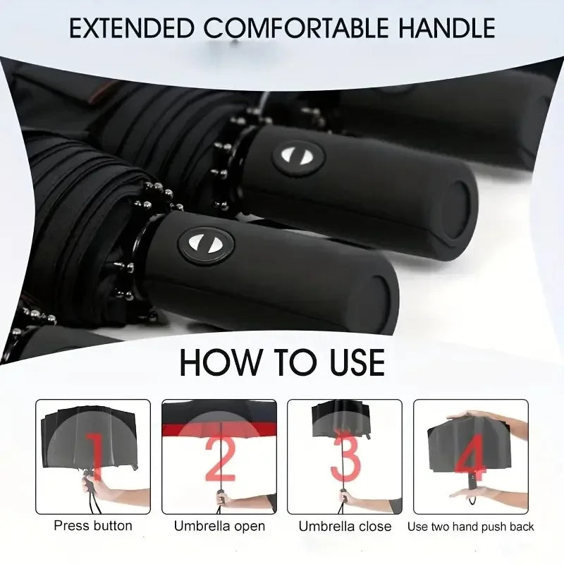 Automatic 10 Bones Sunny Umbrella, Windproof Sunny And Rainy Business
