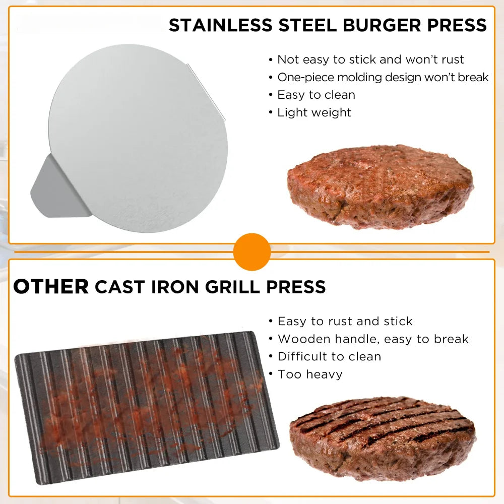 Hamburger Press Stainless Steel Smash Burger Press Patties Meat Masher
