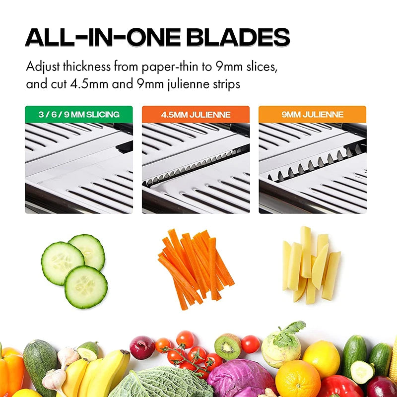 LMETJMA Adjustable Mandoline Slicer Stainless Steel Vegetable Slicer