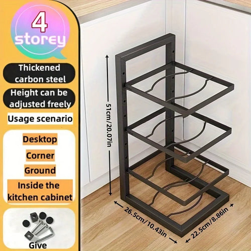 Adjustable Pot Rack Organizer, Kitchen Stainless Steel Pot Storage