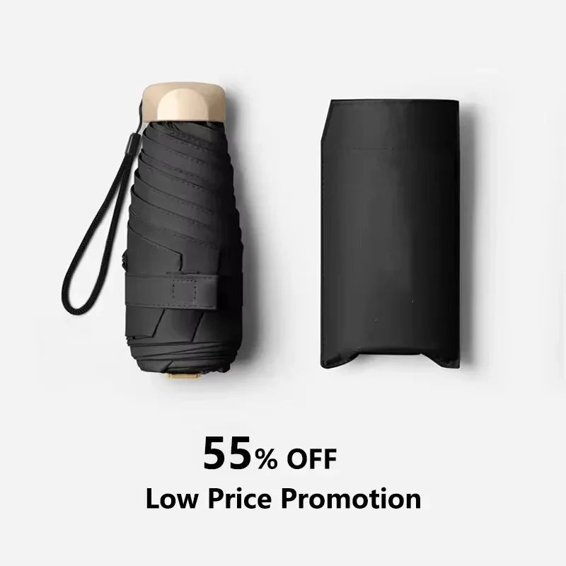 1Pc 55% Off Mini Sun Umbrella Pocket Rain Umbrella Vinyl Folding UV
