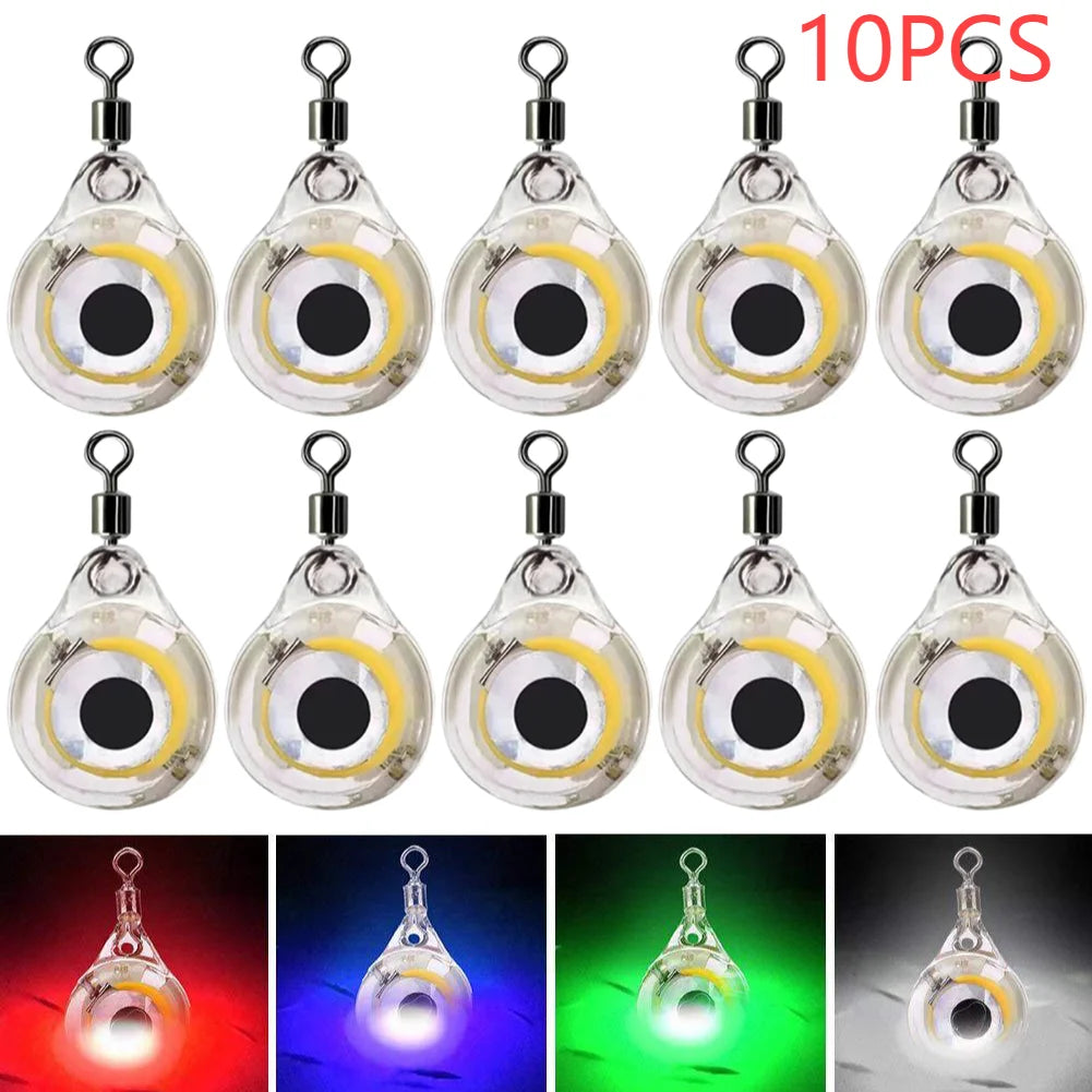 10pcs LED Attracting Fish Light Mini Deep Drop Underwater Eye Shape