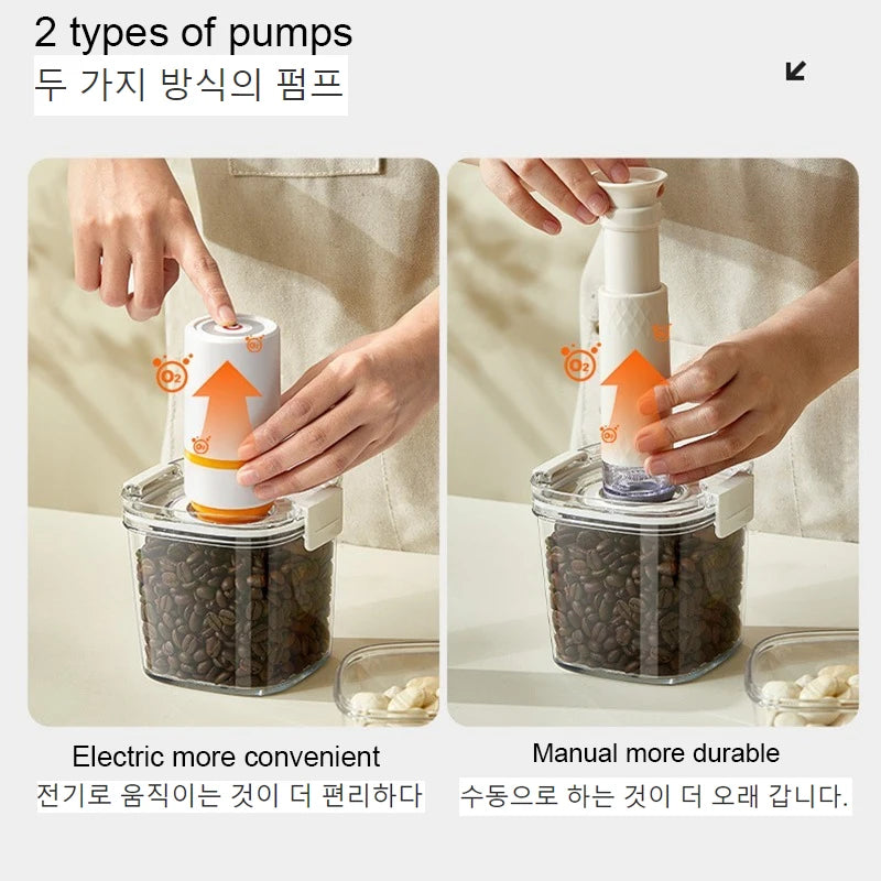 Vacuum Sealed Tank Coffee Beans Vacuum Jar Kitchen Cereals Storage Box