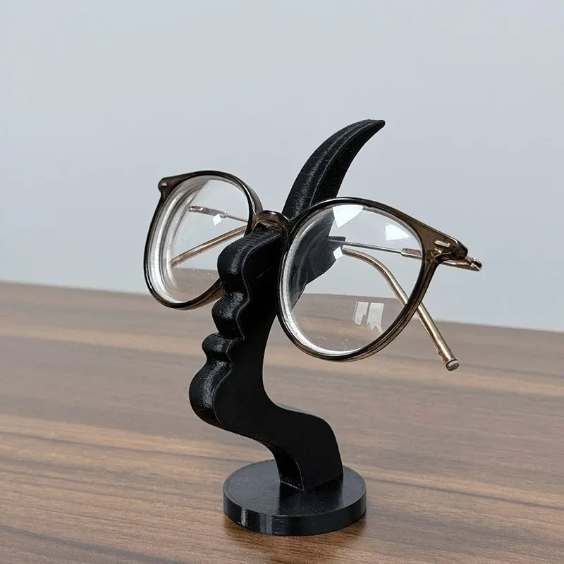 Elegant Side Face Glasses Holder - Minimalist Black Design, Secure