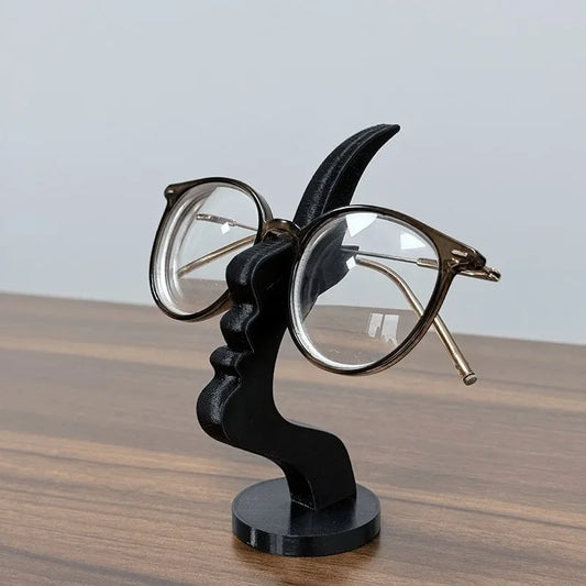 Elegant Side Face Glasses Holder - Minimalist Black Design, Secure