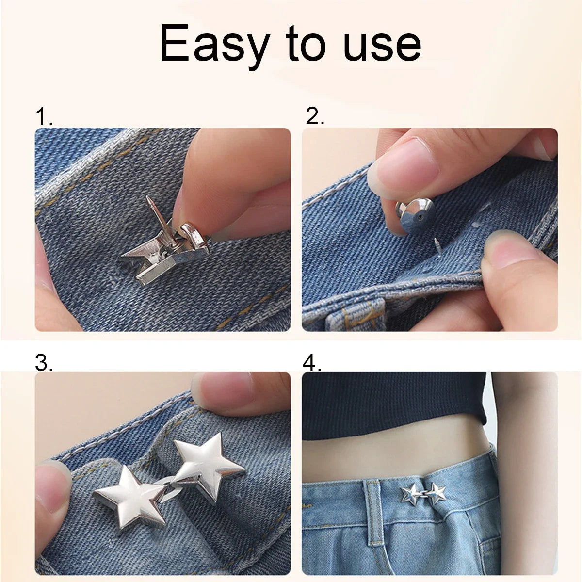 1 Pair Jeans Button Adjustable Clips for Pant Skirts Waist Tightener