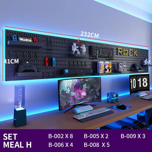 No-Drill Gaming Room Pegboard, Wall Organizer for Controller,