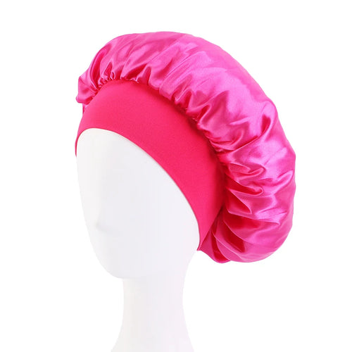 New Satin Wide Brim Nightcap Silky Bonnet Hair Wrap for Sleeping Sleep