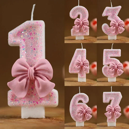 New Number Cake Candle Pink Glitter Birthday Candle 1 2 3 4 5 6 7 8 9