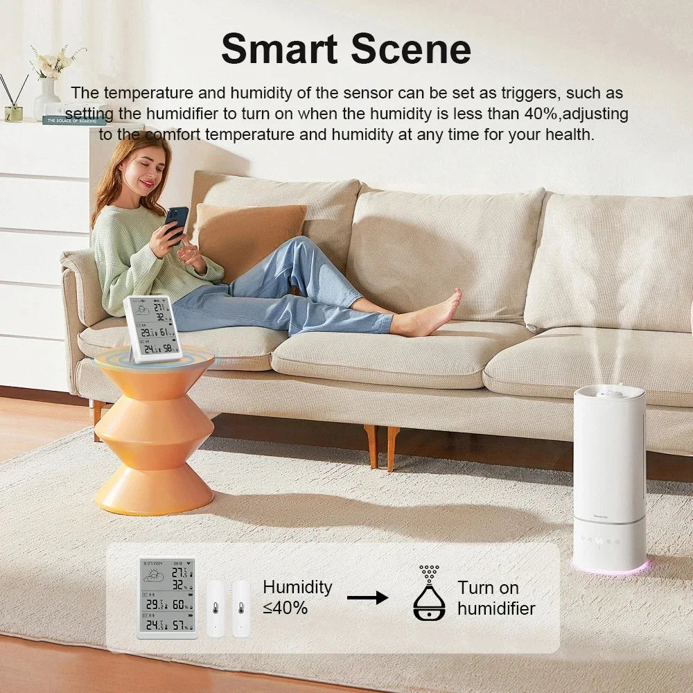 Tuya WiFi+RF433 Temperature And Humidity Sensor Sets Screen Display
