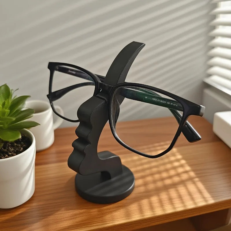 Elegant Side Face Glasses Holder - Minimalist Black Design, Secure
