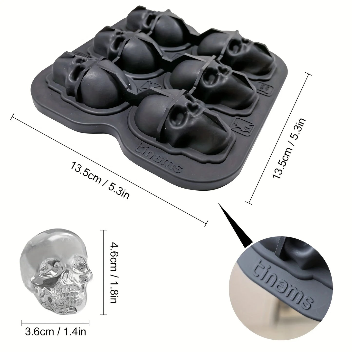 Skull Ice Ball Mold Silicone 3D Flexible Ice Cube Trays BPA Free Ice