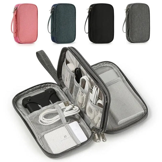 1pc Pink/Grey/Black/Navy Travel Portable Digital Product Storage Bag