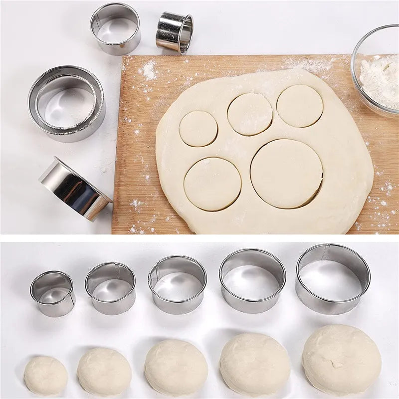 5PCS Round Stainless Steel Biscuit Mold Dumpling Skin Cutting Mold DIY