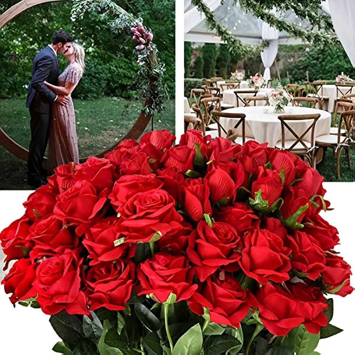 12pcs Realistic Artificial Rose Bouquet for Weddings, Birthdays, and