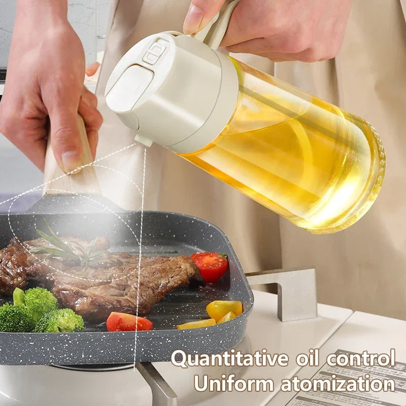 New 470ml Oil Spray Pot 2-in-1 Plastic Household Kitchen Oil Bottle