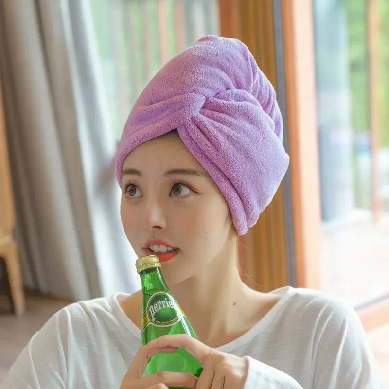 Women Long Hair Quick-Dry Hair Towel Soft Microfiber Towels Shower Cap