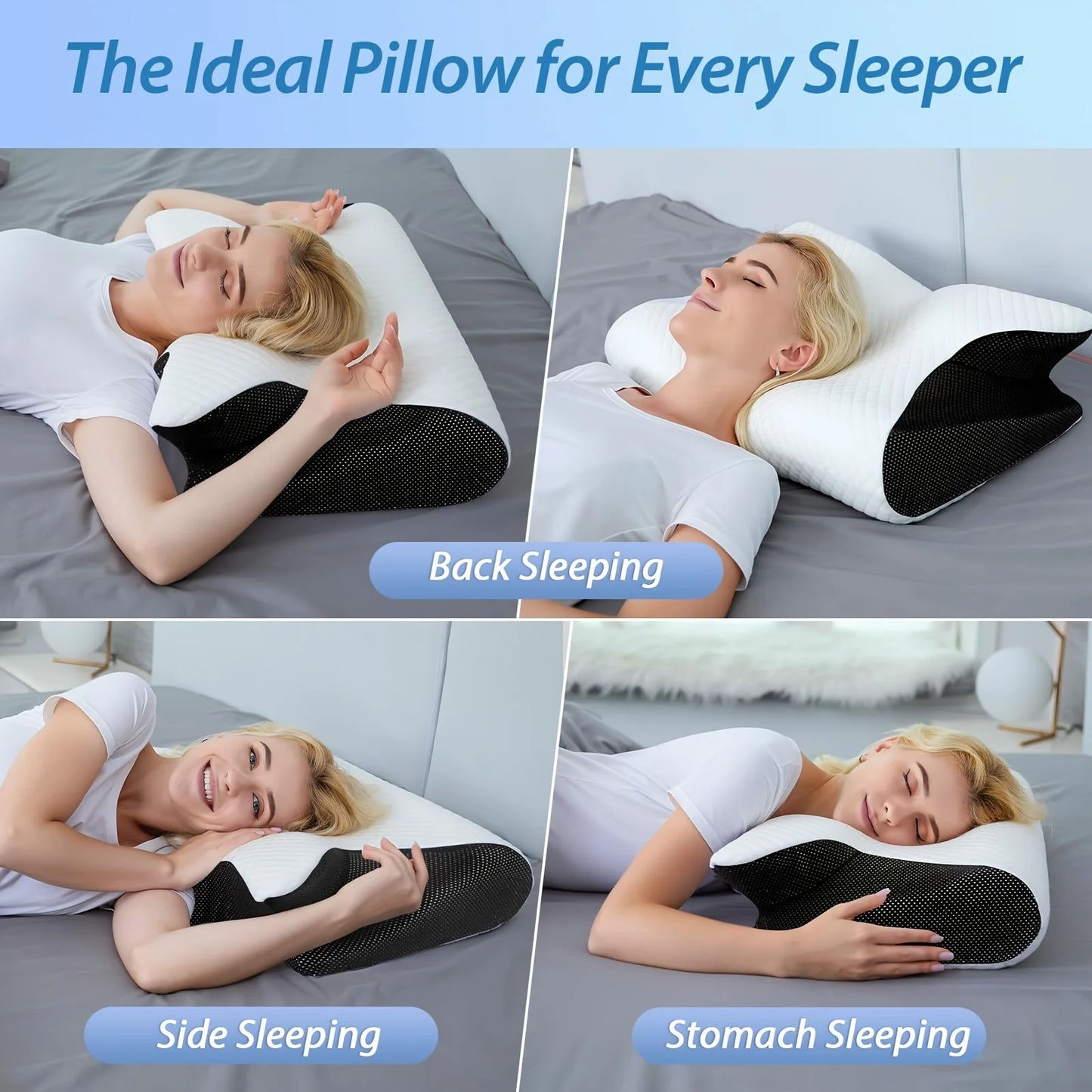 1pc Memory Foam Cervical Pillow, 2 in 1 Ergonomic Contour Orthopedic