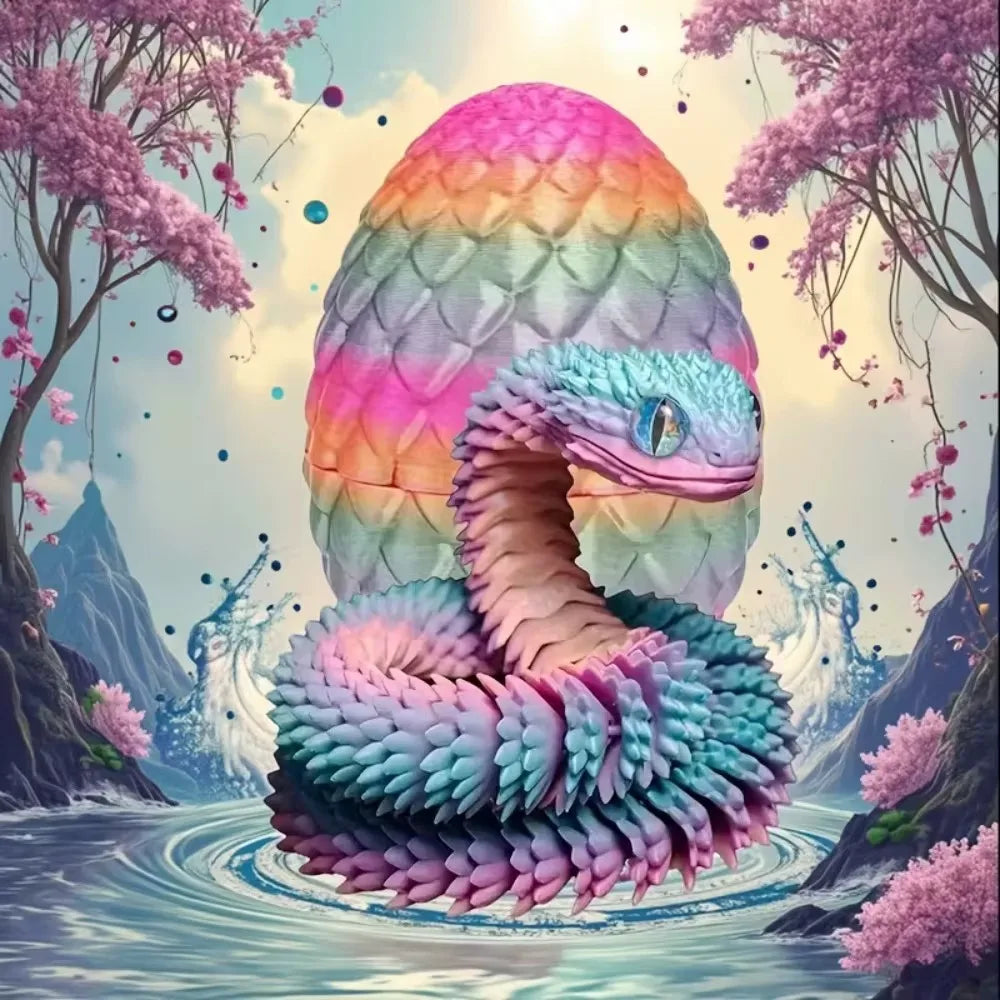 3D Printed Snake with Egg Joint Mobility Simulate Snake Ornament