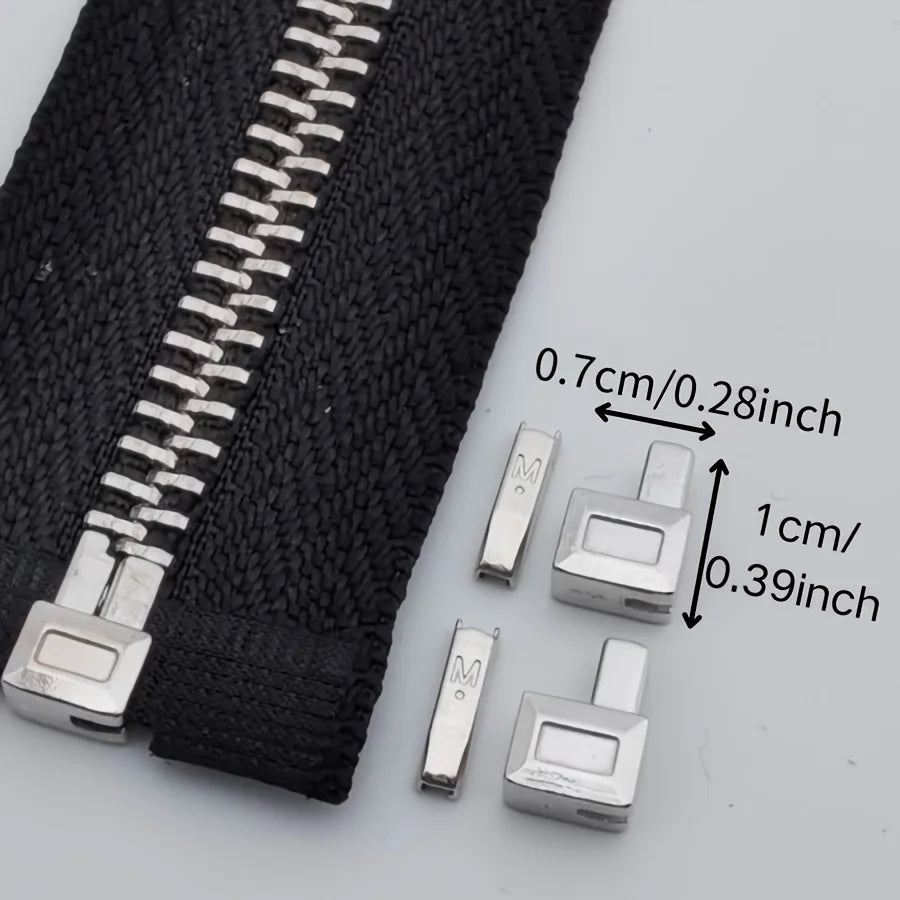 20-Piece Set Premium Metal Zipper Heads Gold Silver Bronze Black -