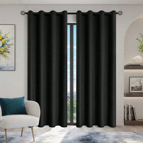 1panel Solid 100% Blackout Curtains with Grommets, Total Privacy