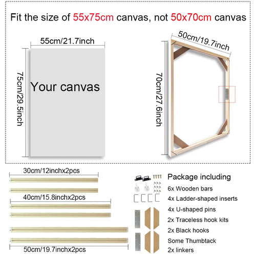30x40 40x50 60x90cm Canvas Frame Wooden Frames Wooden Photo Oil