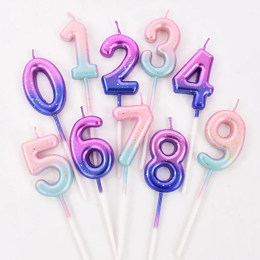 Happy Birthday Cake Decorated Interstellar Digital Colorful Candle