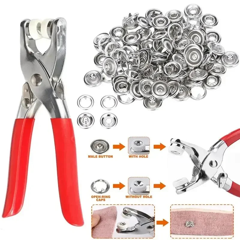 Stainless Buckle Installation Tool Set Metal Colour Pliers Snap Button