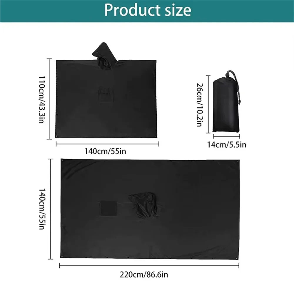 3 In 1 Outdoor Military Raincoat Hooded Sleeve Waterproof Rain Poncho