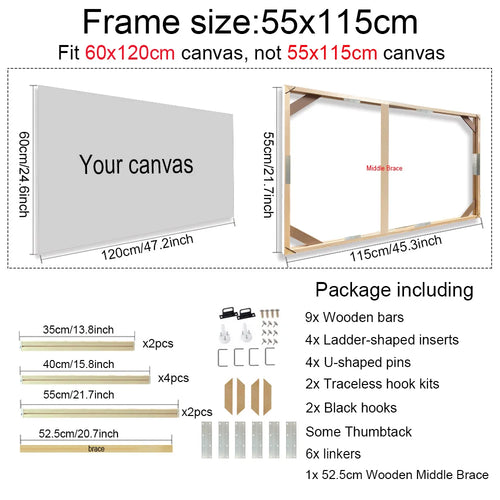 30x40 40x50 60x90cm Canvas Frame Wooden Frames Wooden Photo Oil