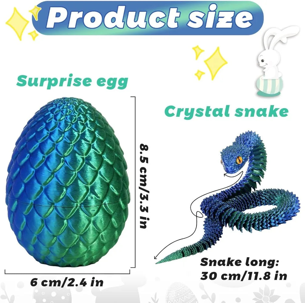 3D Printed Snake with Egg Joint Mobility Simulate Snake Ornament