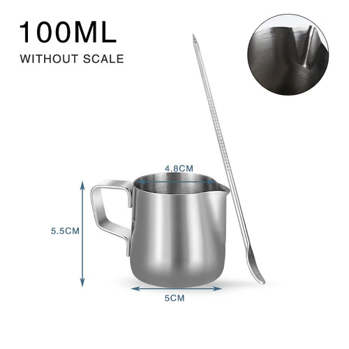 Milk Frother Jug Stainless Steel Container 100ML 350ML 600ML Frothing