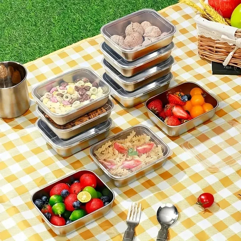 5pcs Stainless Steel Food Storage Stackable Meal Prep Boxes for