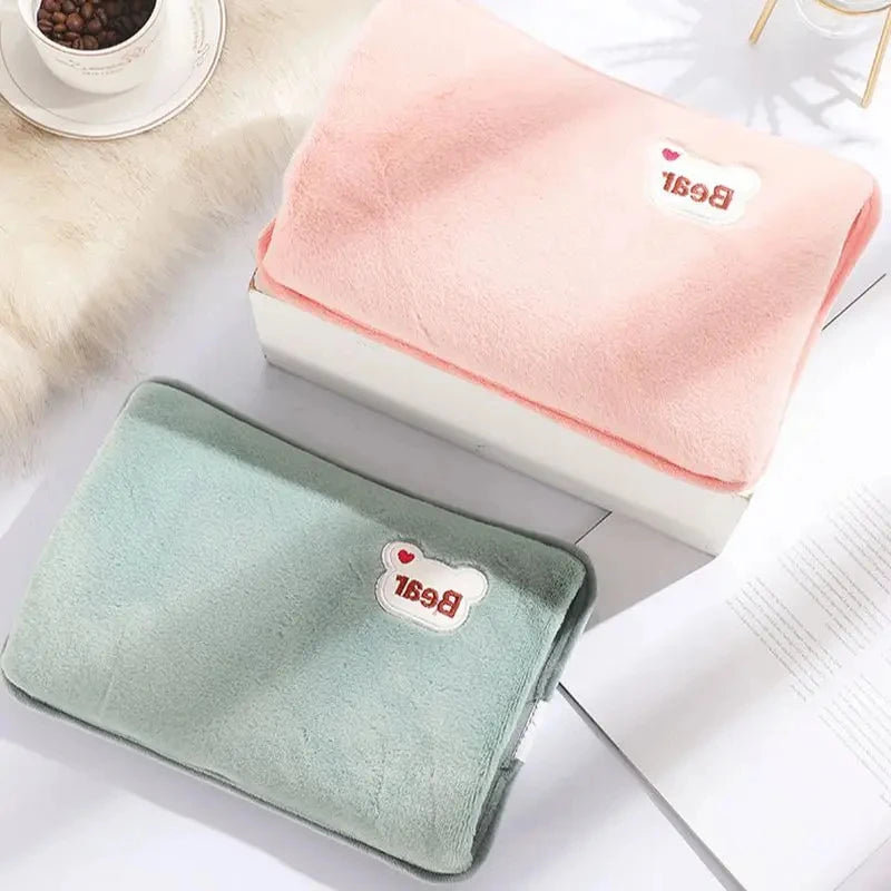 Electric Hot Water Bag Reusable Plush Hot Water Bottle EU Plug