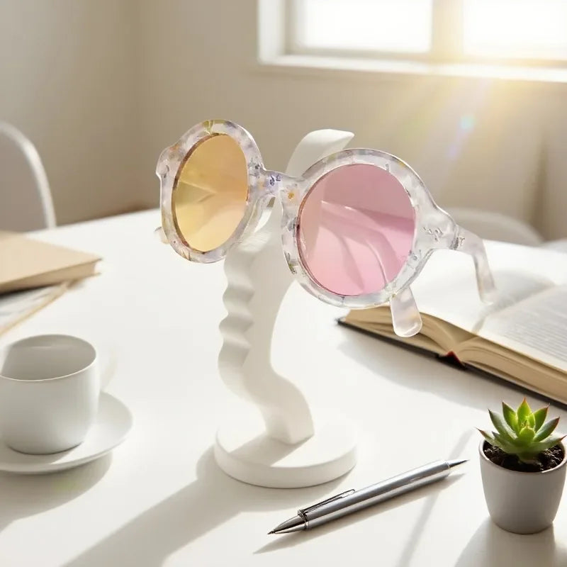 Elegant Side Face Glasses Holder - Minimalist Black Design, Secure