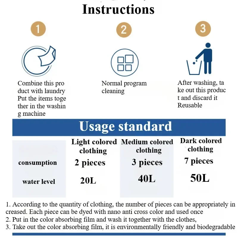 50PCS Color Absorbing Film Household Machine Wash nonwovens Anti Cross