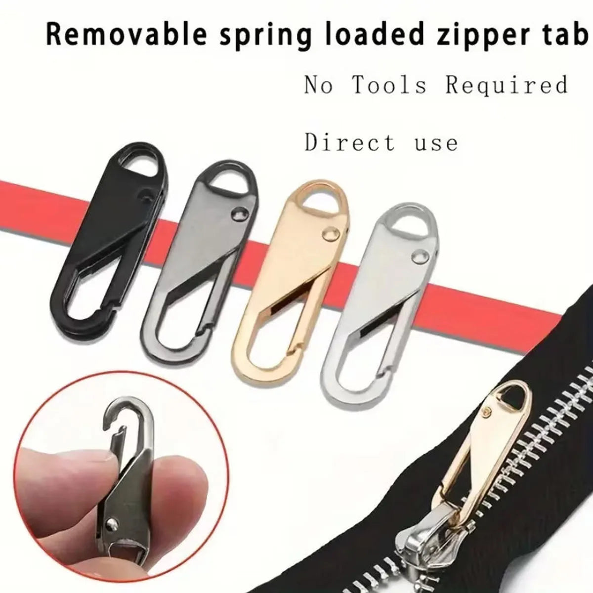 4PCS Zipper Head Replacement Parts Reusable Detachable Durable Multi