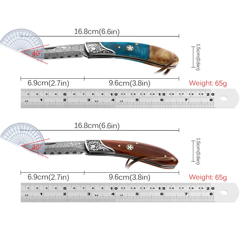 WXCOO Damascus Boning Knife Folding Fruit Cutting Knife Chef's Knife