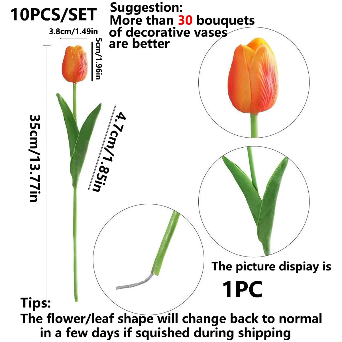 10Pcs Artificial Flower Realistic Touch Tulip Scrapbooking Vase Home