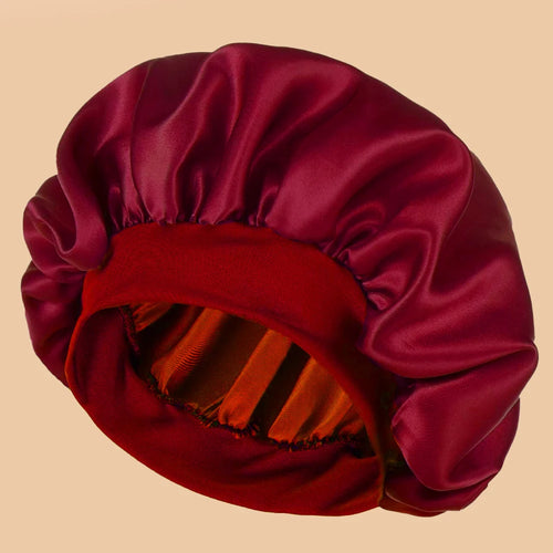 1pc Women's Solid Color Satin Wide-Brimmed Shower Cap, Suitable For