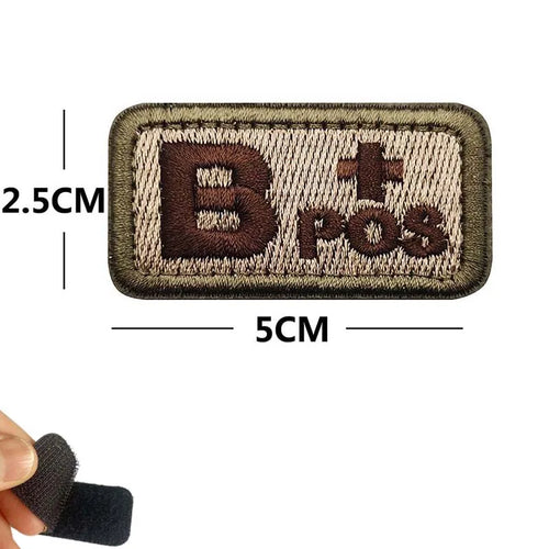 5*2.5CM Small Patch with Hook and Loop Blood Type A B AB O POS NEG