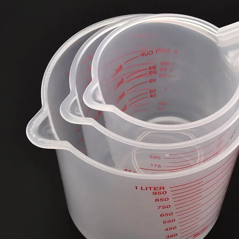3pcs 250/500/1000ml Baking Liquid Measuring Cups PVC Scale Cup Plastic