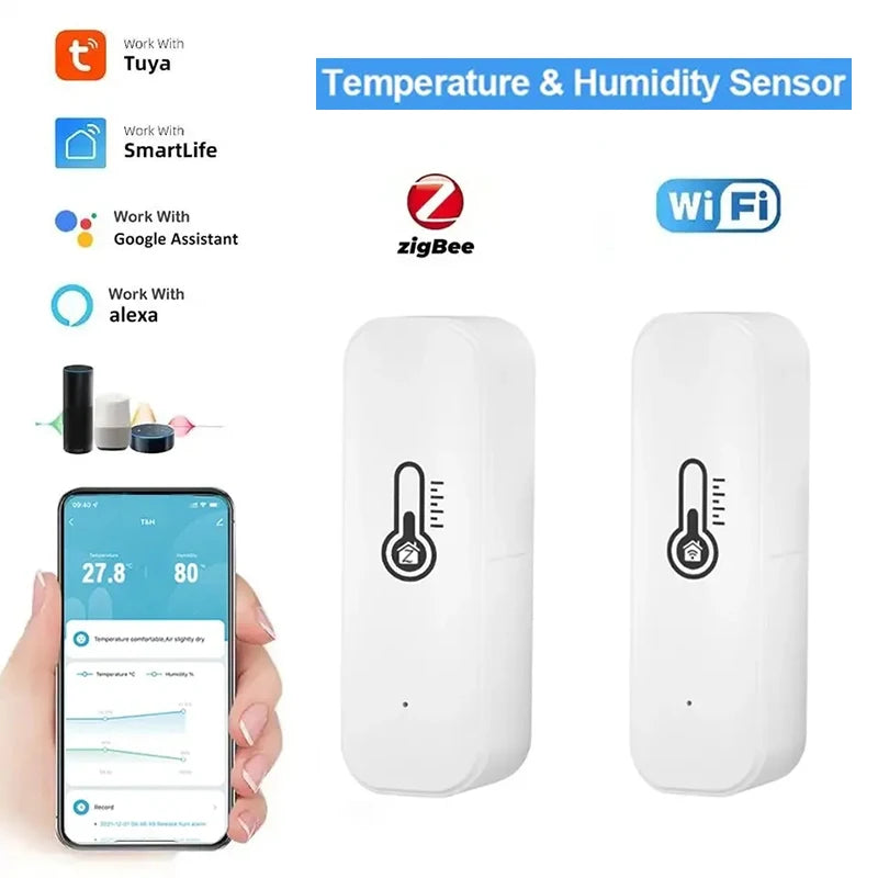 2PCS Tuya Zigbee WiFi Temperature Humidity Sensor Home Connected